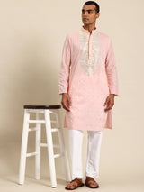 Baby Pink Muslin Cotton Kurta Set