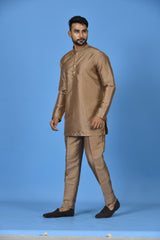 Short Kurta With Pant in Brown Colour