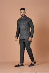 Kurta Jacket Set in Black Colour