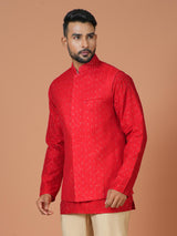 Kurta Jacket Set in Red Colour