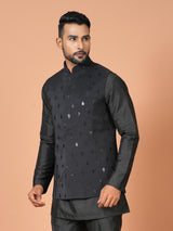 Kurta Jacket Set in Black Colour