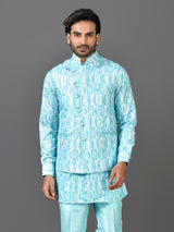 Kurta Jacket Set in Blue Colour