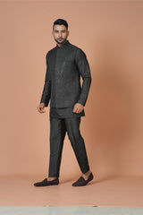 Kurta Jacket Set in Black Colour