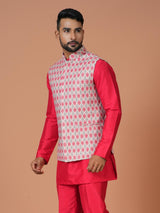 Kurta Jacket Set in Red Color