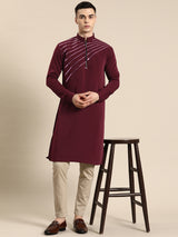 Maroon Viscose Rayon Kurta Set