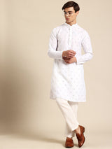 White Muslin Cotton Kurta Set