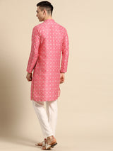 Blush Pink Silk Festive Kurta Set