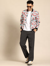 Floral Stripe Bomber Jacket