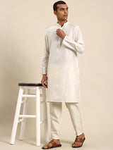 Cream Muslin Cotton Kurta Set