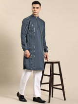 Murky Blue Rayon Kurta Set