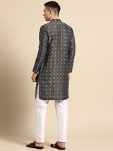 Midnight Black Silk Classic Kurta Set