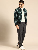 Geometric Grid Bomber Jacket