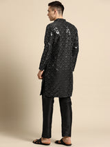 Onyx Black Silk Minimalist Kurta Set