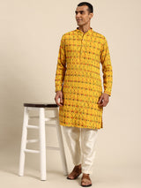 Mustard Yellow Muslin Cotton Kurta Set