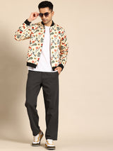 Floral Burst Polyester Bomber Jacket