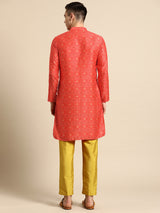 Crimson Red Silk Traditional Kurta Set