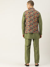 Chic Silk Blend Stylish Nehru Jacket Set