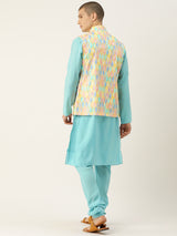 Playful Artistic Nehru Jacket Kurta Set