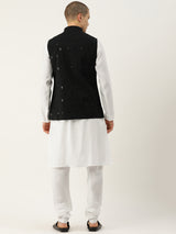 Dupion Silk Multicolour Nehru Jacket Set