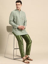 Fresh Green Cotton-Blend Kurta Set