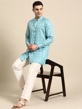 Classic Blue Cotton Kurta Set