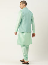 Refreshing Turquoise Blue Elegant Nehru Jacket Set