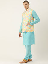 Playful Artistic Nehru Jacket Kurta Set