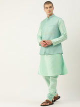Refreshing Turquoise Blue Elegant Nehru Jacket Set