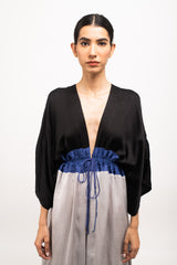 Black-Grey High Low Cape