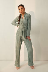 Sage COORD satin pleat