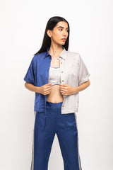 Blue-Grey Half & Half Rouching Set