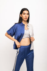 Blue-Grey Half & Half Rouching Set
