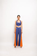 Orange-Blue Halter Neck Set