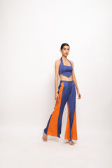 Orange-Blue Halter Neck Set