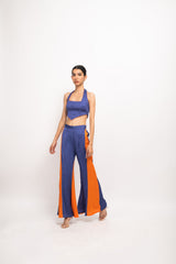 Orange-Blue Halter Neck Set
