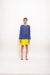 Blue-Neon Gather Short Dress