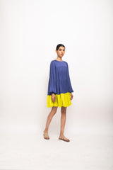 Blue-Neon Gather Short Dress