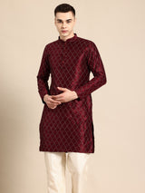 Maroon Muslin Cotton Kurta Set