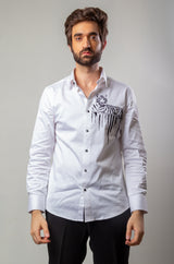 White Color Hand Painted Shirt.