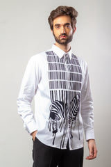 White  Color Hand Painted Shirt.