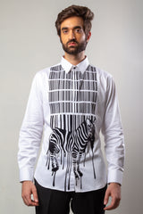 White  Color Hand Painted Shirt.