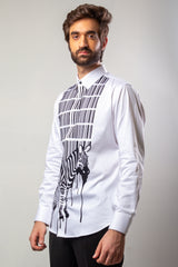 White  Color Hand Painted Shirt.
