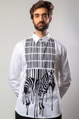White  Color Hand Painted Shirt.