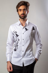 White  Color Hand Paint Shirt.