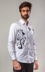 White  Color Hand Paint Shirt.