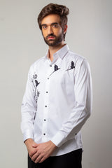 White  Color Hand Paint Shirt.