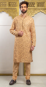 Golden Color Printed  Kurta