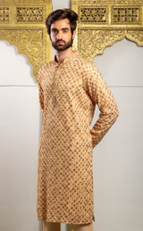 Golden Color Printed  Kurta