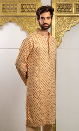 Golden Color Printed  Kurta