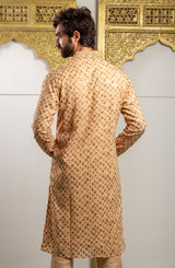 Golden Color Printed  Kurta